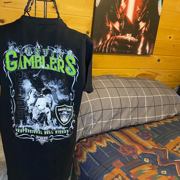 PBR Austin Gamblers Professional Bull Riders T Shirt Black Size Medium - Picture 2 of 3